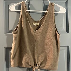 Madewell Tie Frint Cropped Top Beige Medium
